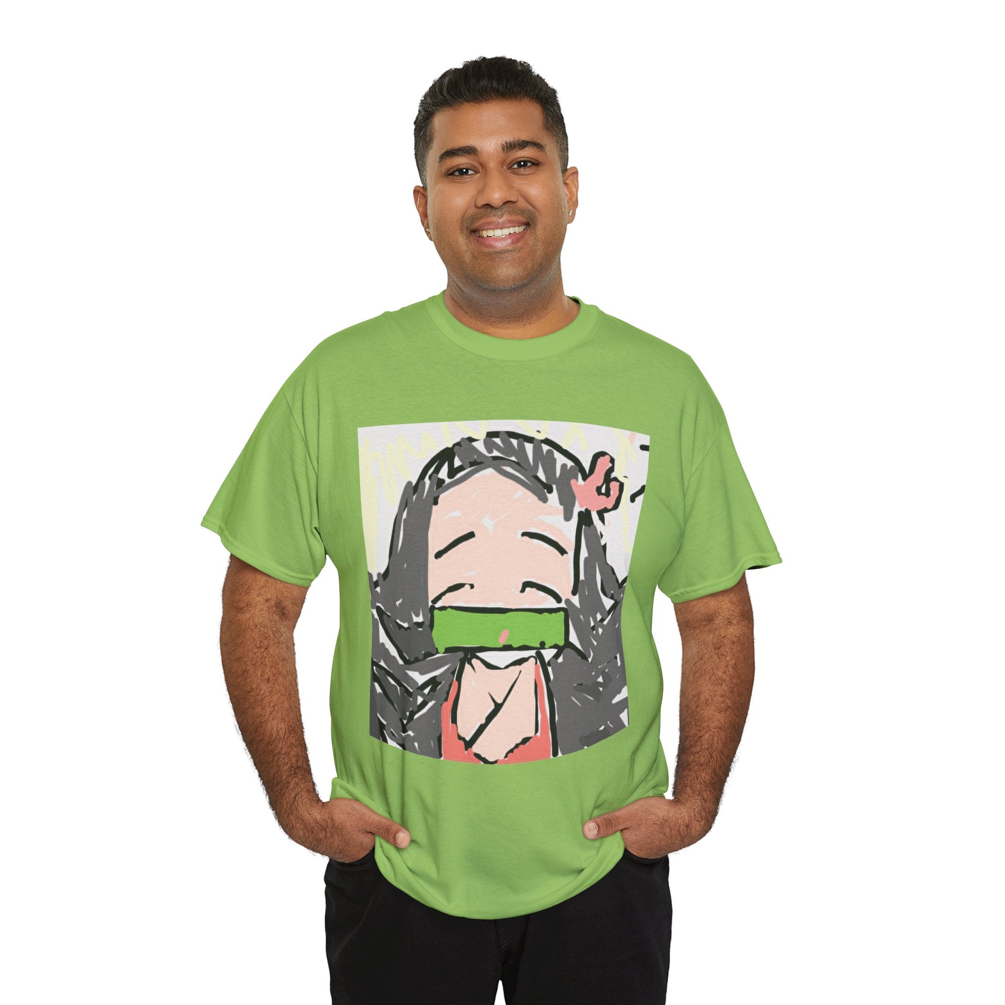 Anime Girl Face Tee — Cute Nezuko-Inspired Masked Character Shirt
