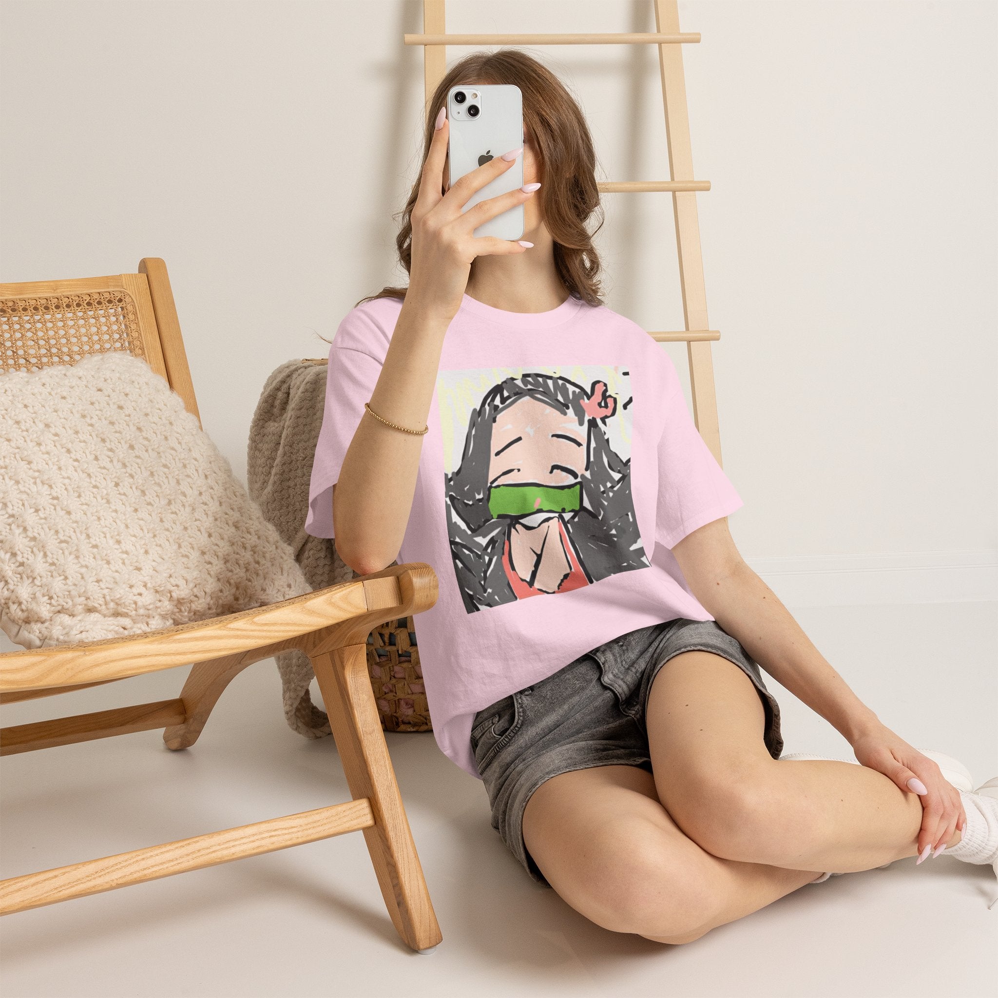 Anime Girl Face Tee — Cute Nezuko-Inspired Masked Character Shirt