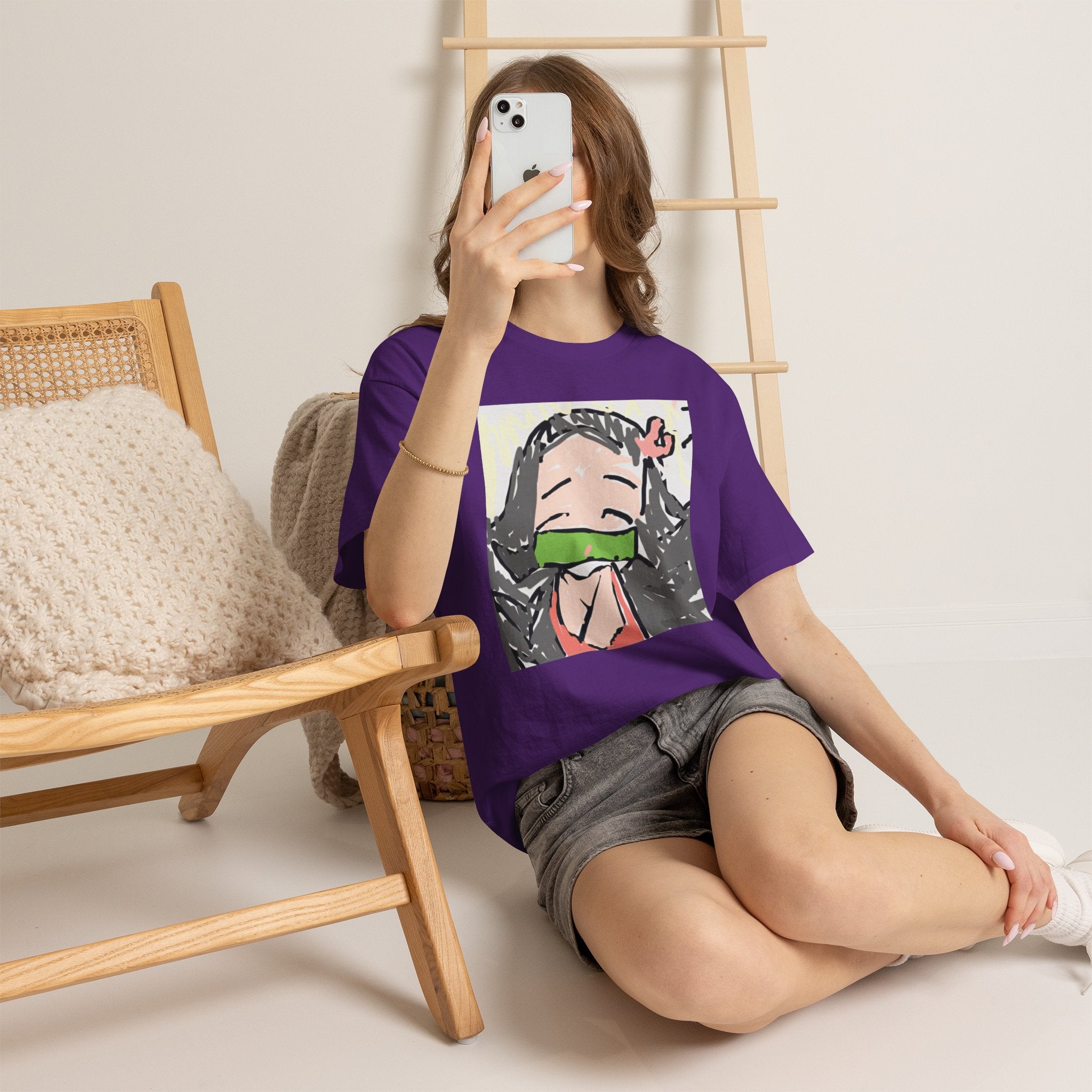 Anime Girl Face Tee — Cute Nezuko-Inspired Masked Character Shirt