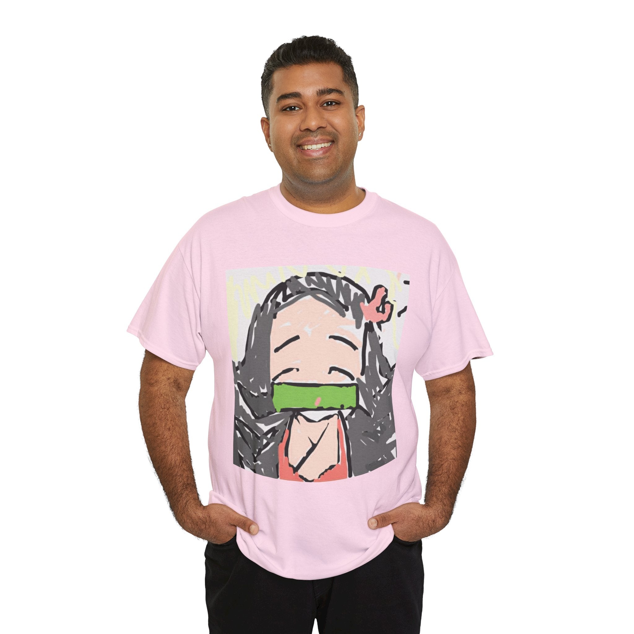 Anime Girl Face Tee — Cute Nezuko-Inspired Masked Character Shirt
