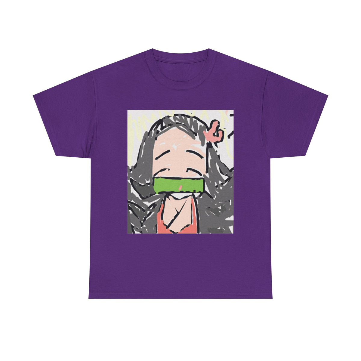 Anime Girl Face Tee — Cute Nezuko-Inspired Masked Character Shirt