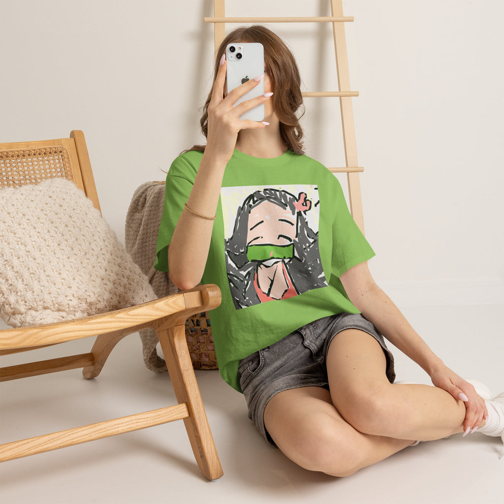 Anime Girl Face Tee — Cute Nezuko-Inspired Masked Character Shirt