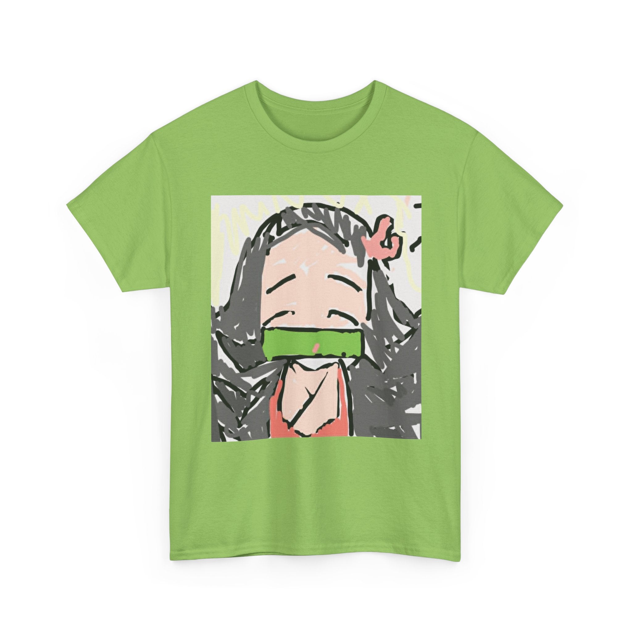Anime Girl Face Tee — Cute Nezuko-Inspired Masked Character Shirt