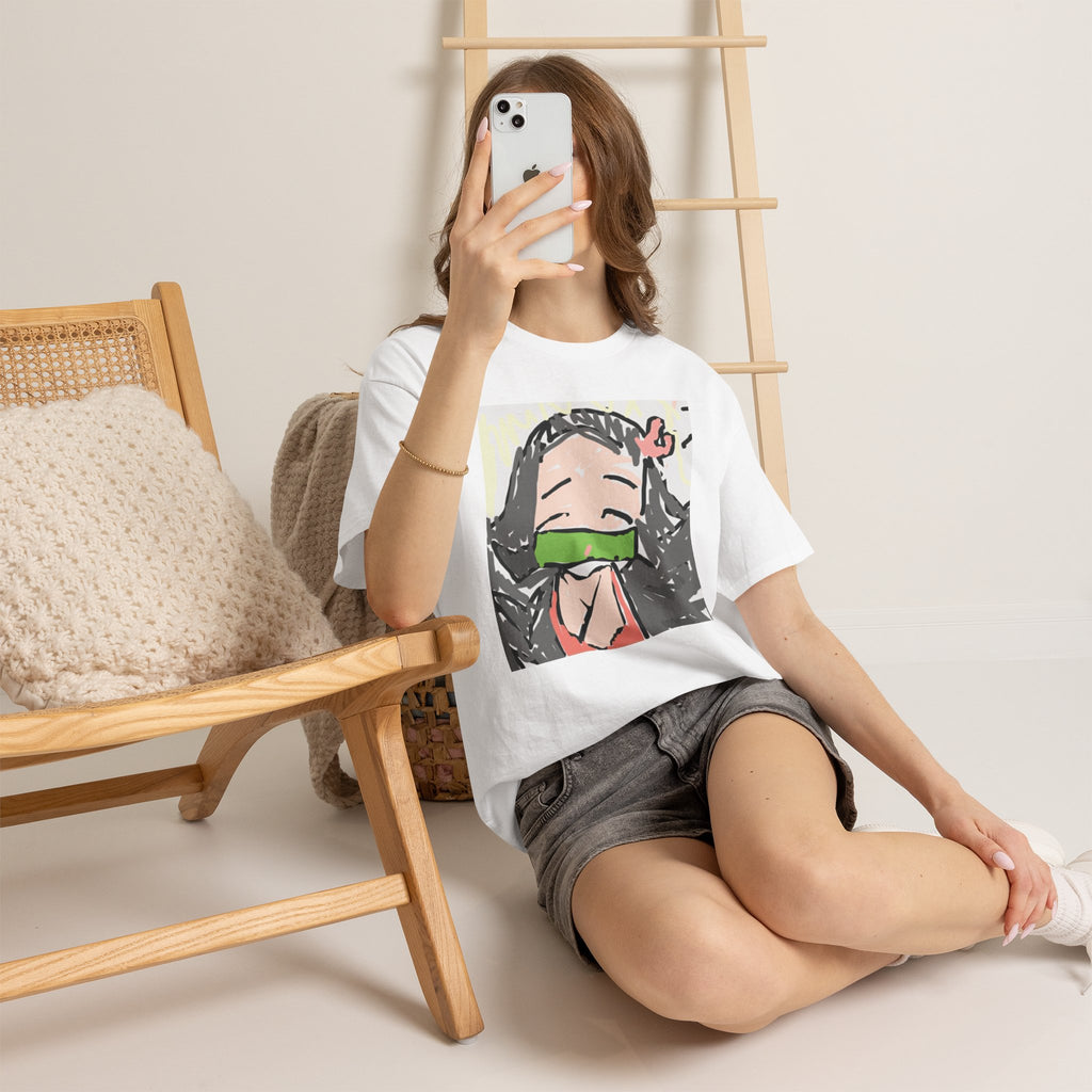 Anime Girl Face Tee — Cute Nezuko-Inspired Masked Character Shirt